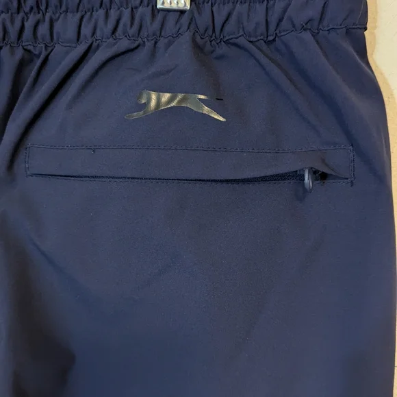 Slazenger Mens Golf Rain Pants Navy Blue Zip / Hook Loop Close Ankle, Size Large - Picture 9 of 10